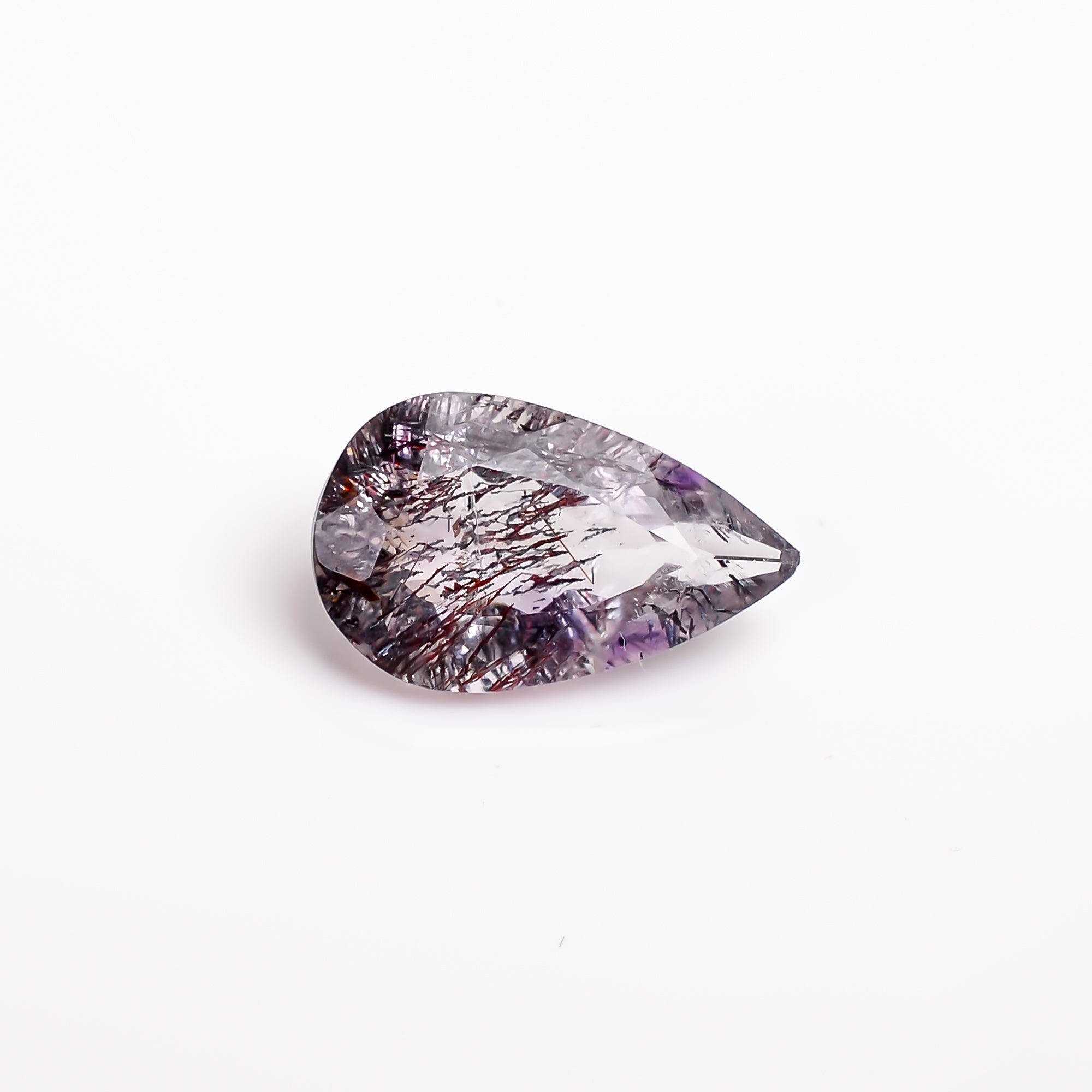 elestial hematite quartz pear shape cut stone loose gemstone